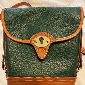 Dooney & Bourke USA Made Vintage Green/ brown Leather bucket bag crossbody purse